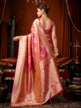 Pink majestic zari silk saree