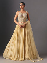 Beige chiffon georgette designer lehenga choli with dupatta style