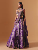 Purple designer silk lehenga choli with attached dupatta elegance