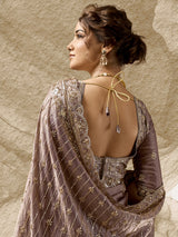 Dusty rose pink couture shimmer saree
