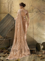 Beige royal glamour satin saree