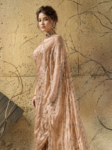 Beige royal glamour satin saree