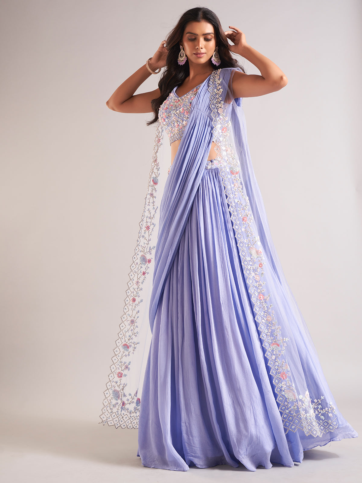 Purple lehenga choli in georgette fabric