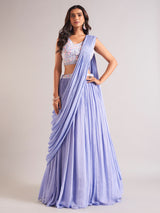 Purple lehenga choli in georgette fabric