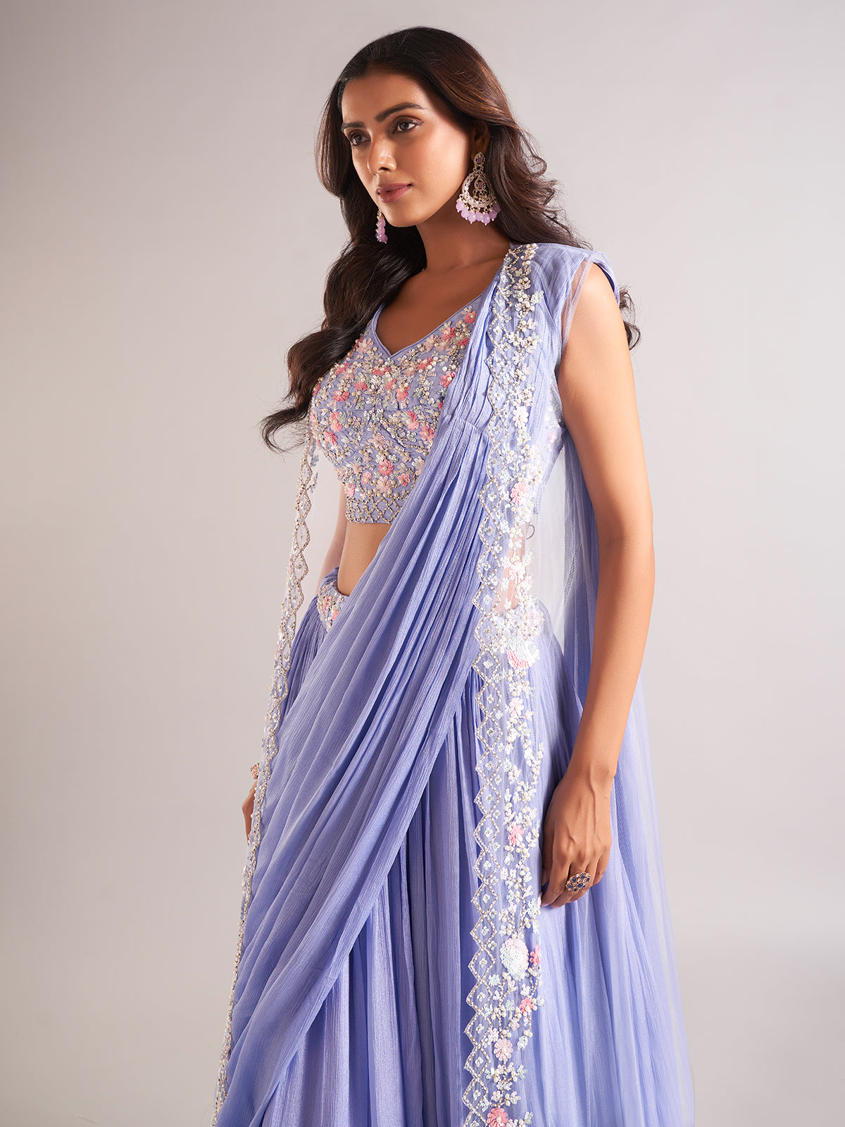 Purple lehenga choli in georgette fabric