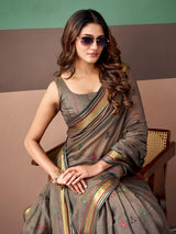 Light grey graceful ethnic saree