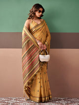 Mustard yellow elegant cotton drape