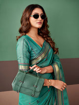 Green timeless festive cotton saree