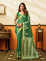 Green ethnic weave cotton saree