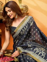 Black classic tribal cotton saree