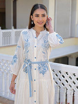 Off white embroidered schiffli cotton kurti