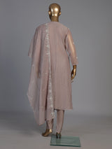 Dusty lilac purple tissue cotton festive kurti set with dupatta