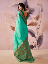 Mint blue royal weave tissue silk saree