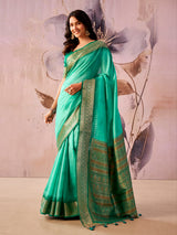 Mint blue royal weave tissue silk saree