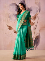Mint blue royal weave tissue silk saree