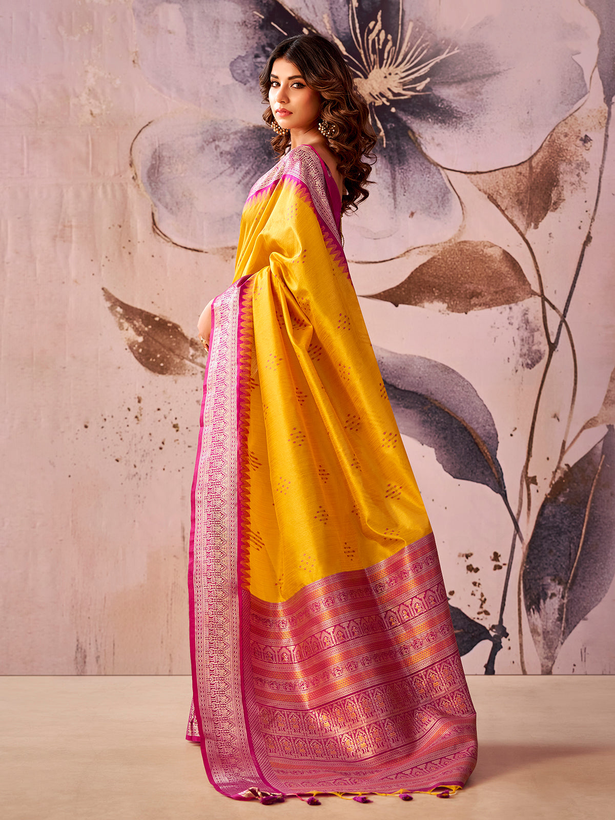 Yellow festive radiance tissue silk saree