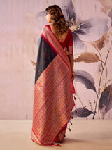 Black regal aura tissue silk saree