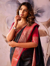Black regal aura tissue silk saree
