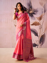 Pink timeless elegance tissue silk saree