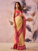 Cream royal charm tissue silk saree