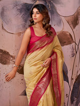 Cream royal charm tissue silk saree