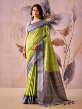 Green heritage glow tissue silk saree