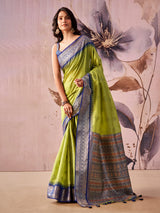 Green heritage glow tissue silk saree