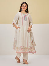 Off white elegant printed cotton kurti set