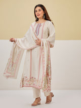 Off white elegant printed cotton kurti set