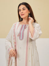 Off white elegant printed cotton kurti set