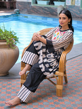 Black designer printed palazzo kurti set