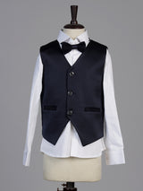 Blue abstract embroidered boys three piece coat suit
