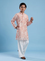 Light pink floral boys kurta suit