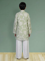 Pista green botanical boys kurta suit