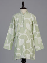 Pista green botanical boys kurta suit