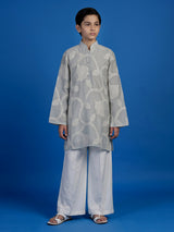 Stone blue botanical boys kurta suit