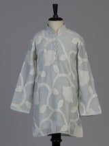 Stone blue botanical boys kurta suit