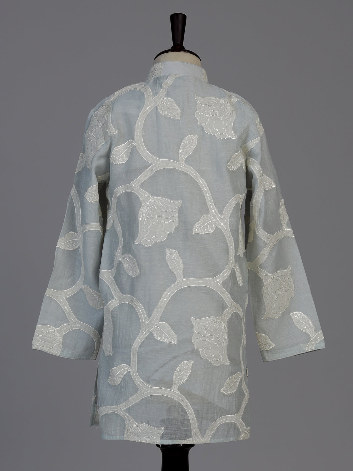 Stone blue botanical boys kurta suit