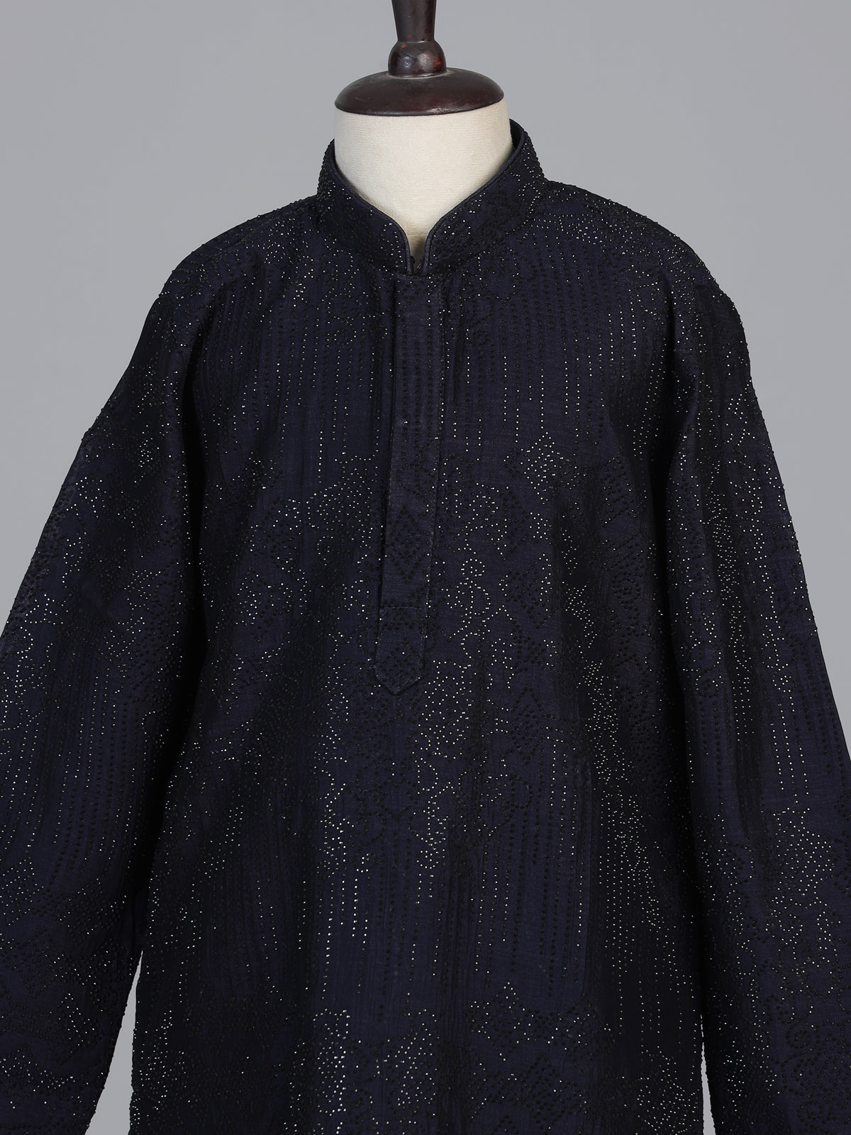 Navy blue swarovski boys kurta suit