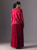Maroon indo western wedding wear palazzo suit