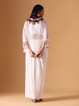 White tissue silk designer indo western salwar suit for women
