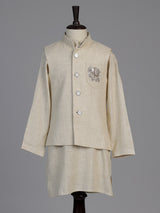 Cream elephant embroidered boys waistcoat set