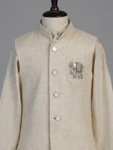 Cream elephant embroidered boys waistcoat set