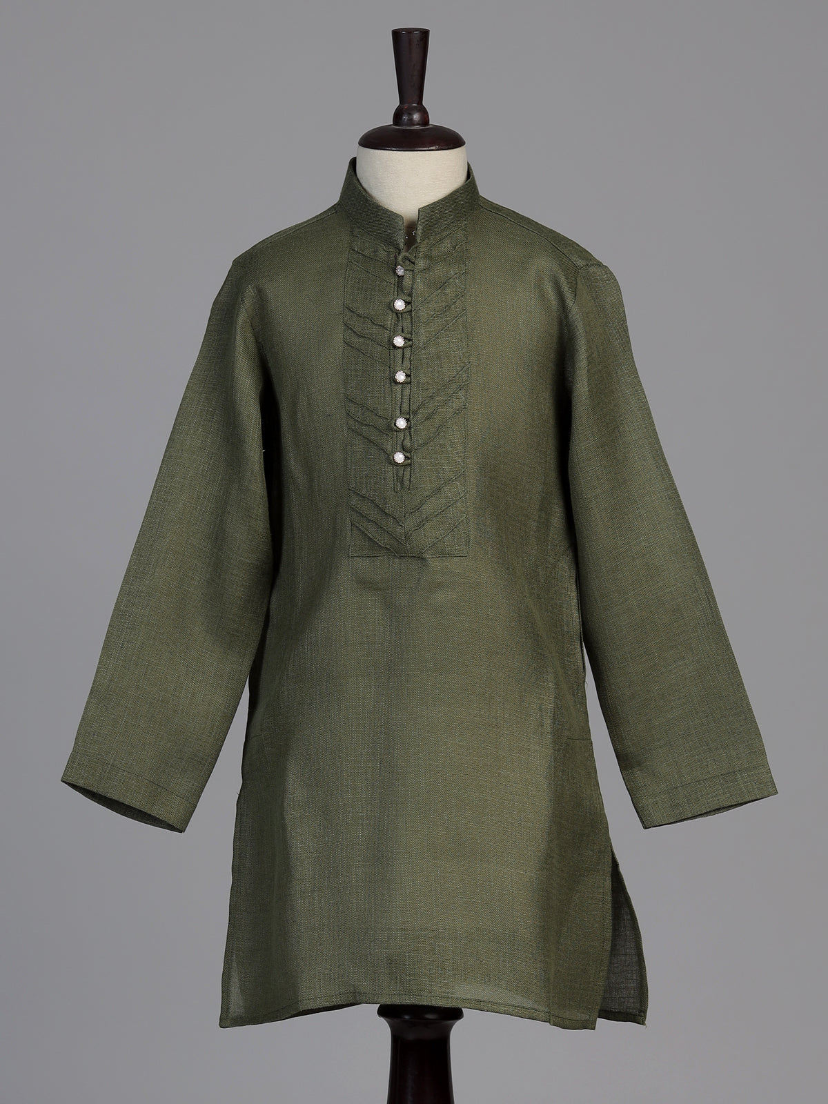 Olive aabla embroidered boys waistcoat set