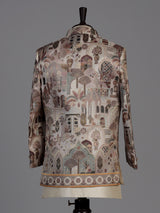 Off white heritage printed boys indo western