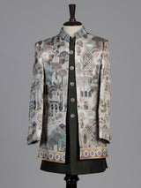 Black heritage printed boys indo western