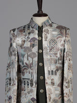 Black heritage printed boys indo western