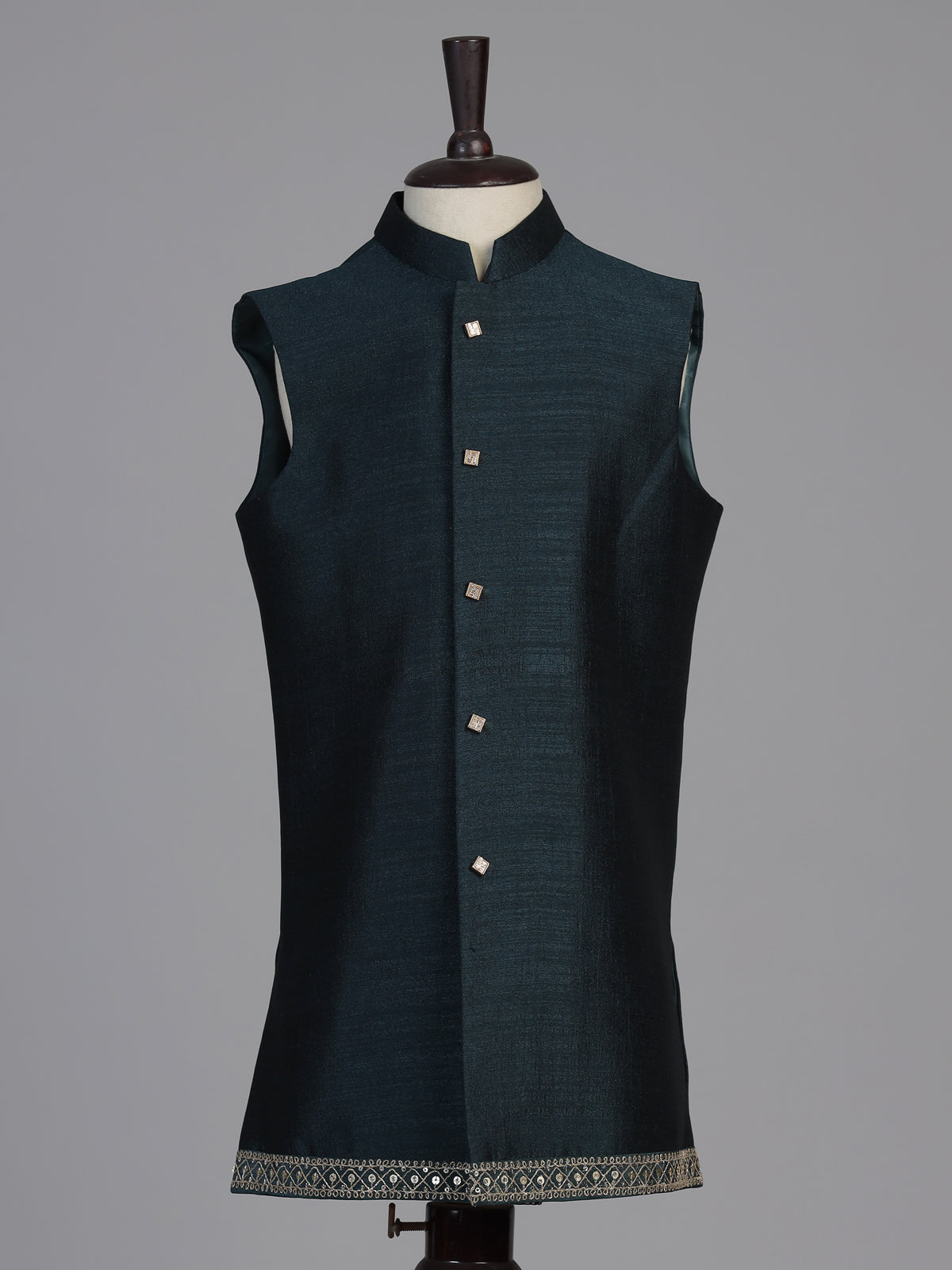 Navy blue striped boys indo western