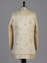 Pastel beige floral boys indo western