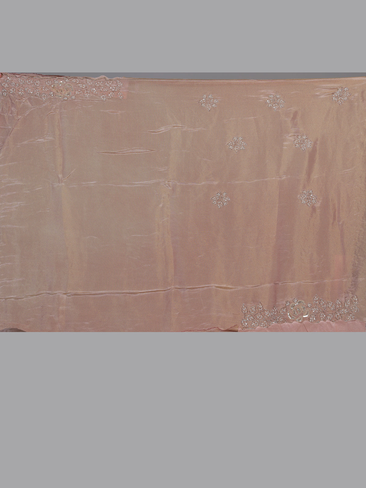 Cream dual tone embellished tissue silk saree women